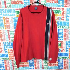 Vintage Y2K Nautica Jeans Co Thermal Long Sleeve Shirt Size L Vertical Stripe